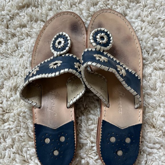 Midnight and platinum Jack Rogers USA Jacks Flat Sandal - Picture 2 of 5